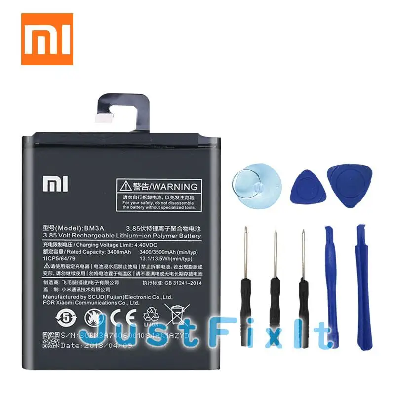 

Original Phone Battery BM3A For Xiaomi Note 3 Replacement Battery 3300mAh High Capacity Phone Batteries+Tools
