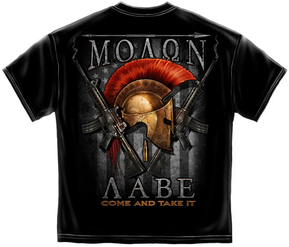 

Double Side 2Nd Second Amendment Ar-15 Guns Riffle Flag Usa Molon Labe Nra T-Shirt 2019 Fashion High Quality Men T Shirt Design