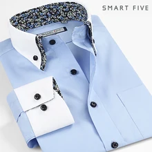 Smart five mann hemd doppeltem kragen langarm männer hemd Slim Fit Camisa Masculina 2017 Neue Sommer Marke Clohting Größe 6xl