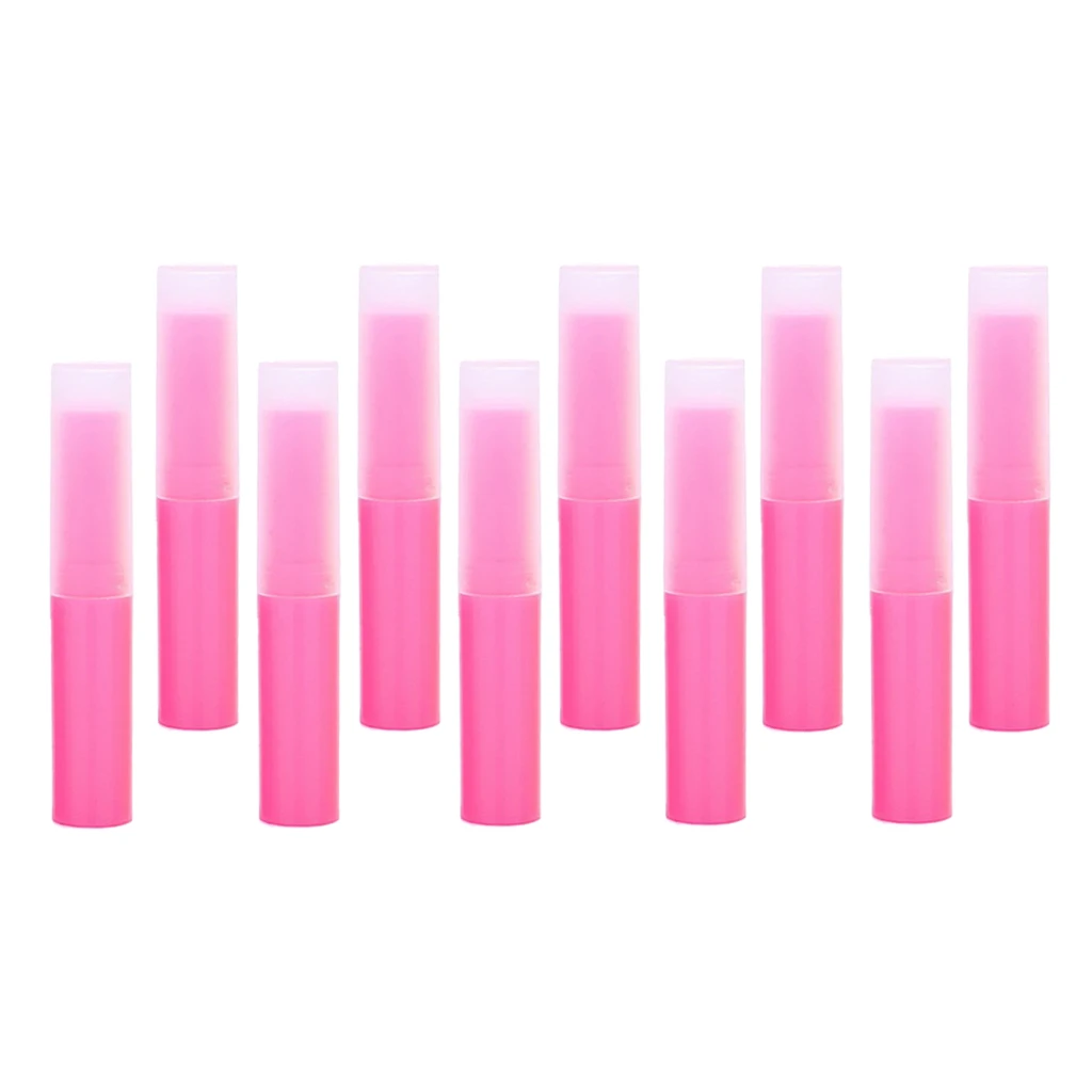 Pack of 10 Lip Balm Container Empty Lipstick Lipgloss Refillable Chapstick Tubes with Top Cap for Travel 4ml - Size 1.5 x 8.3 cm