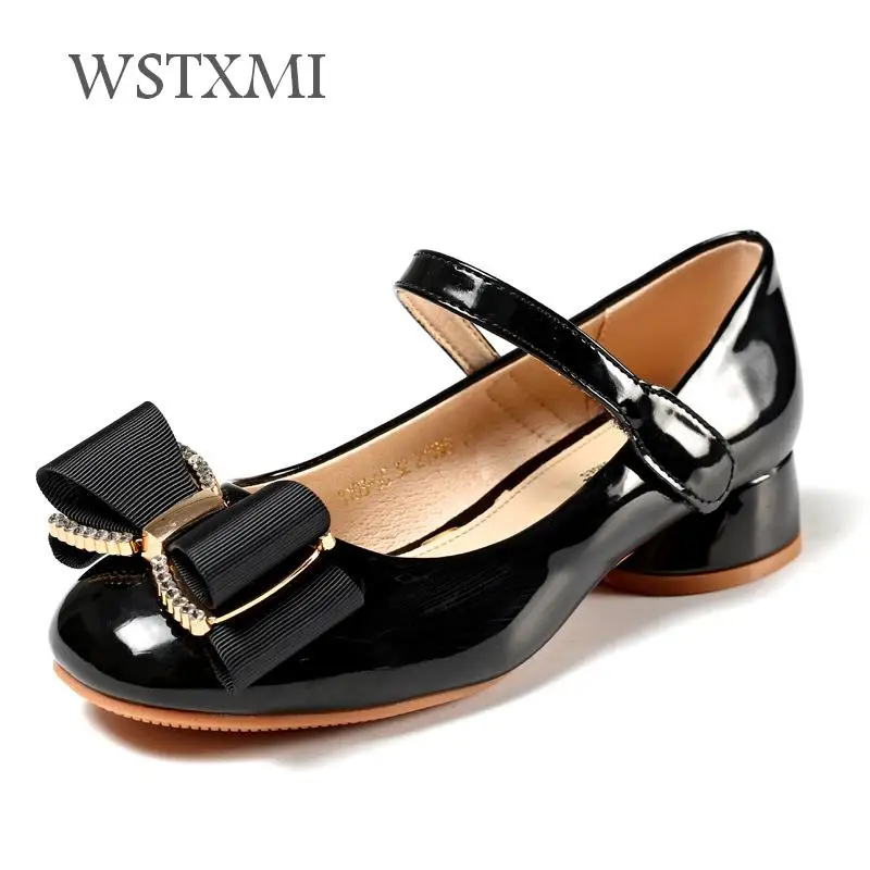 

Girls Princess Shoes Summer Kids Leather Shoes for Children Red Sandals Fashion Bow Korean Wedding High Heels Dress Party Shoes
