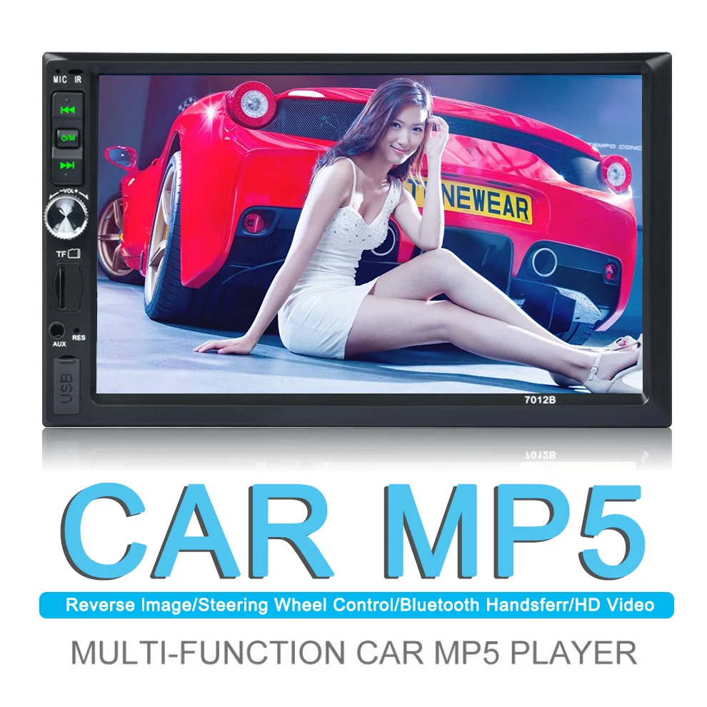 

7" HD Video Music Player with Reverse Camera Car Bluetooth Touch Screen Mirror Link Radio FM Stereo Music support Smart Phone