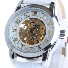 BIAOKA New Number Sport Design Bezel Watch Lady Watches Top Brand Luxury leather Clock women Automatic mechanical Skeleton Watch