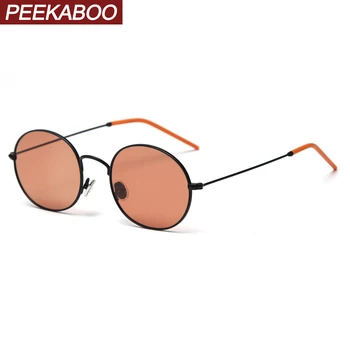 

Peekaboo small oval sunglasses women polarized uv400 metal frame round sun glasses for men 2020 red orange blue summer style