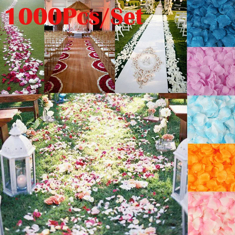 

1000pcs Artificial Silk Rose Flower Petals Wedding Decor Free shipping Party Confett Petal Decor Artificial Decoration