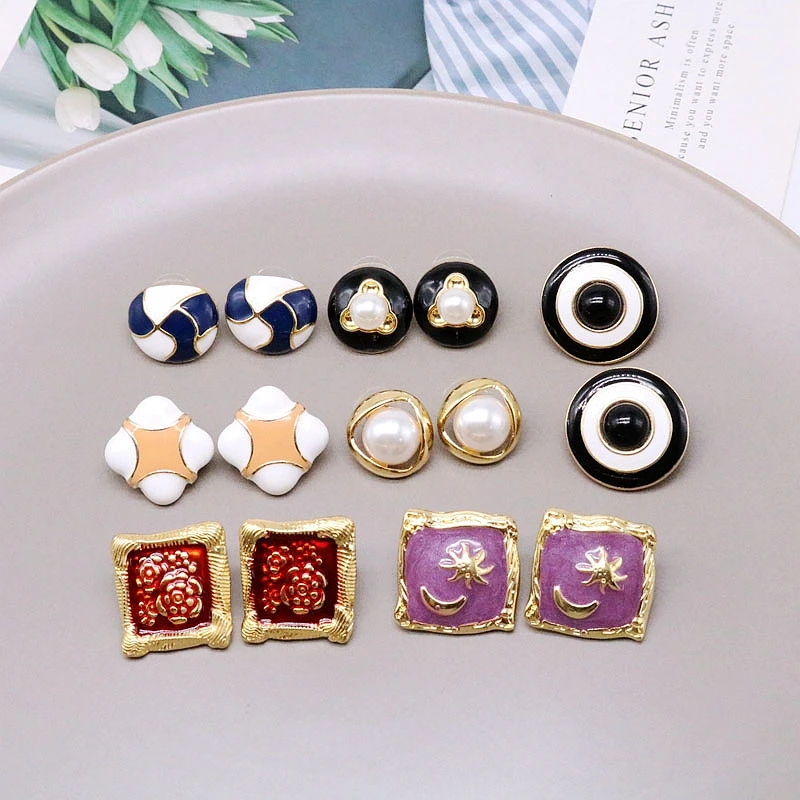 Free Shipping Round Square Earring Multi-Colors European Geometry