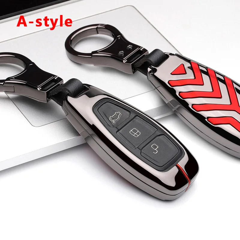 Car styling key case remote control keychain For Ford key cover Focus MK3 MK4 Mondeo galaxy ecosport Kuga ST Automotive products - Название цвета: A Gun Red