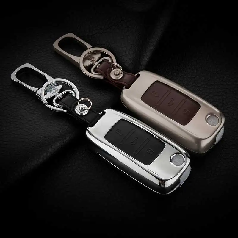 Icecare кожаный чехол для ключей из цинкового сплава автомобиля Fob Volkswagen Vw Jetta Golf Passat