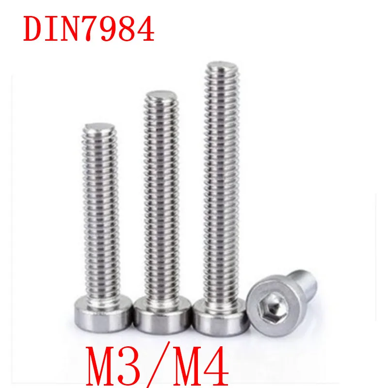 50pcs/lot DIN7984 M3*L M4*L Stainless steel 304 Hexagon Socket Hex Thin Head Cap Screws Bolts Short Head Allen Screw 50pcs lot vs1003b vs1003b l