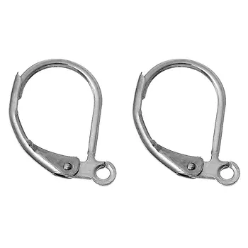 

DoreenBeads Stainless Steel Lever Back Clips Earring Findings dull silver color W/ Loop 16mm(5/8")x 11mm(3/8"),30 PCs