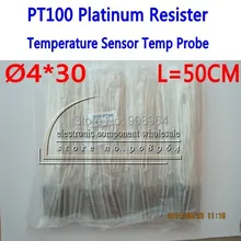 30 шт. Водонепроницаемый PT100 4*30 л = 50 см Платиновый резистор Термометры Temp зонд-200 до 450