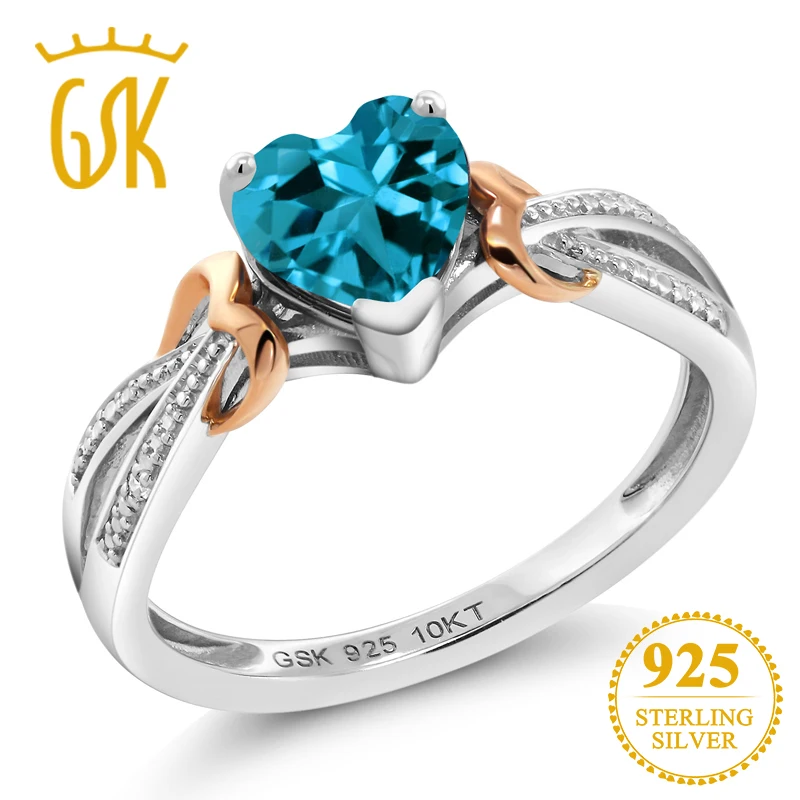 GemStoneKing 925 Серебро &amp 10K Розовое Золотое кольцо с бриллиантом 0 96 карат в форме
