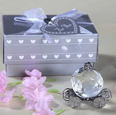 

12PCS/LOT Crystal Decoration Pumpkin Coach Crystal Carriage for Baby Shower Favor and Baptism Souvenirs