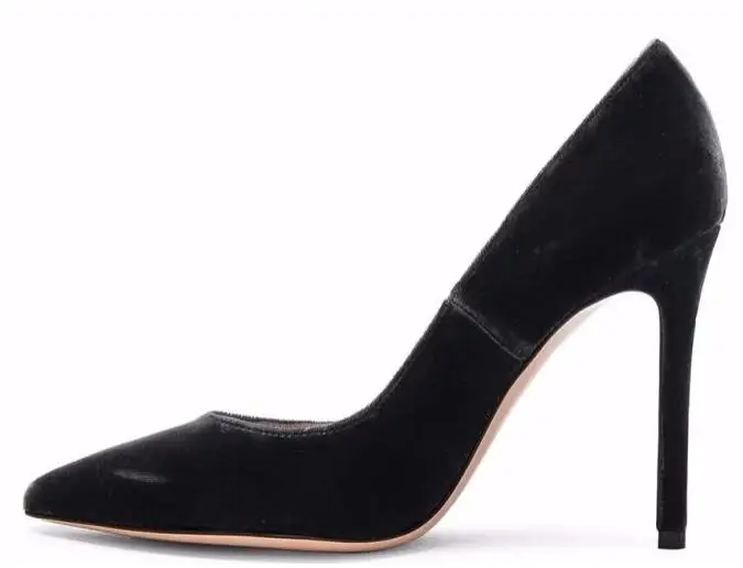 BONJEAN/Новинка; бархатные туфли на высоком каблуке винно-Красного цвета; пикантные женские туфли-лодочки с острым носком на тонком каблуке; обувь без шнуровки для деловой женщины; модельные туфли на каблуке; Цвет Черный