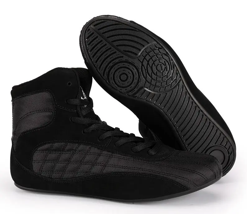 

high-grade cowhide Wrestling shoes squat Combat fight Fitness gym training boxing shoes red/black