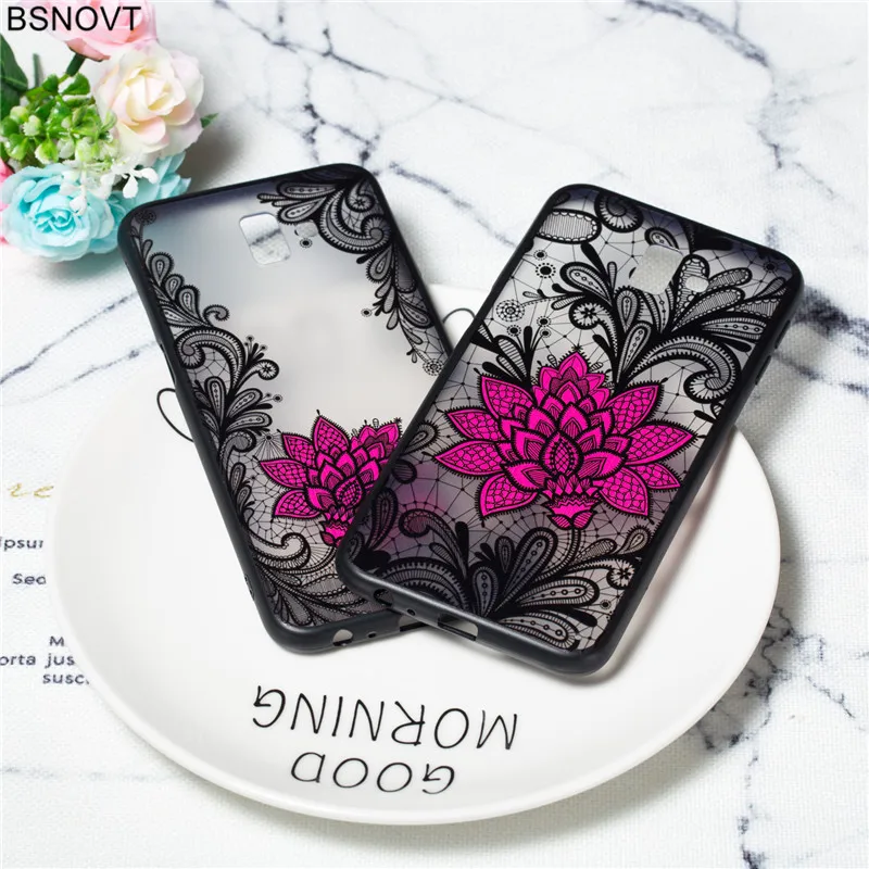 

Cover For Samsung Galaxy J4 Prime Case For Samsung Galaxy J4 Prime Cover TPU +PC Lace Rose Flower Silicone Phone Case Back Cover