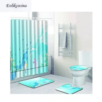 

Free Shipping 4pcs Blue Sky Two Birds Talking Banyo Paspas Bathroom Carpet Toilet Bath Mat Set Tapis Salle De Bain Alfombra Bano