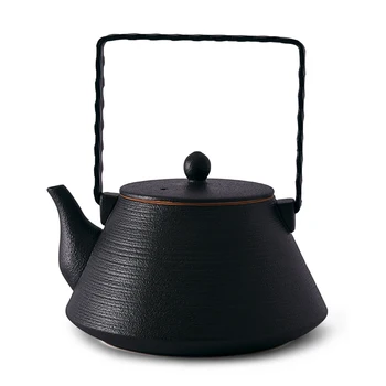 

Old School Chinese Black Ceramic Tea Pot Flower TeaPot Teaism Directly Heating Kungfu-Tea Kettle Pottery