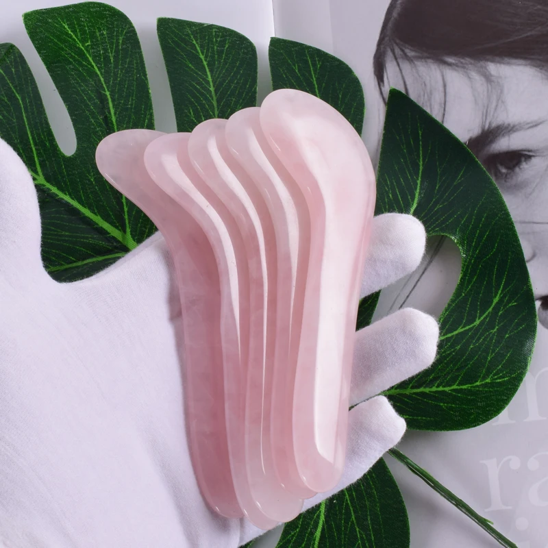 Natural Rose Quartz Gua Sha Tool Spoon Type Shape Massage Face SPA