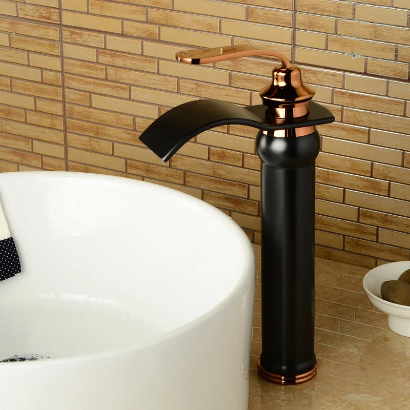

cold continental basin tap tap Dark Black Retro Blackwater basin on the stage of cold and hot water tap waterfall