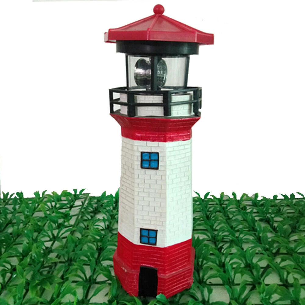 

27.5*9cm High Quality Large Solar Powered Lighthouse Rotating Led Bulb Garden Ornament Patio Beacon Tower Light Hot Selling