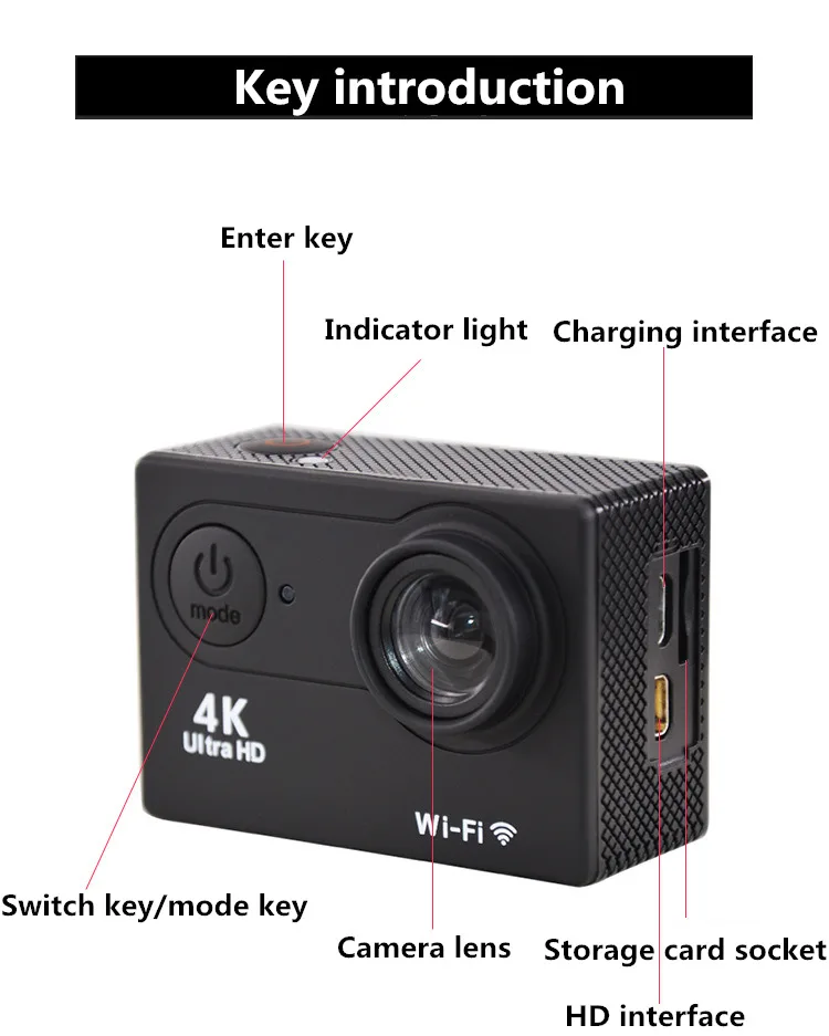 Wifi Экшн камера Ultra HD Mini Cam 4 K/25FPS 1080 p/60fps 720 P/120FPS Водонепроницаемая 2 4G Беспроводная с