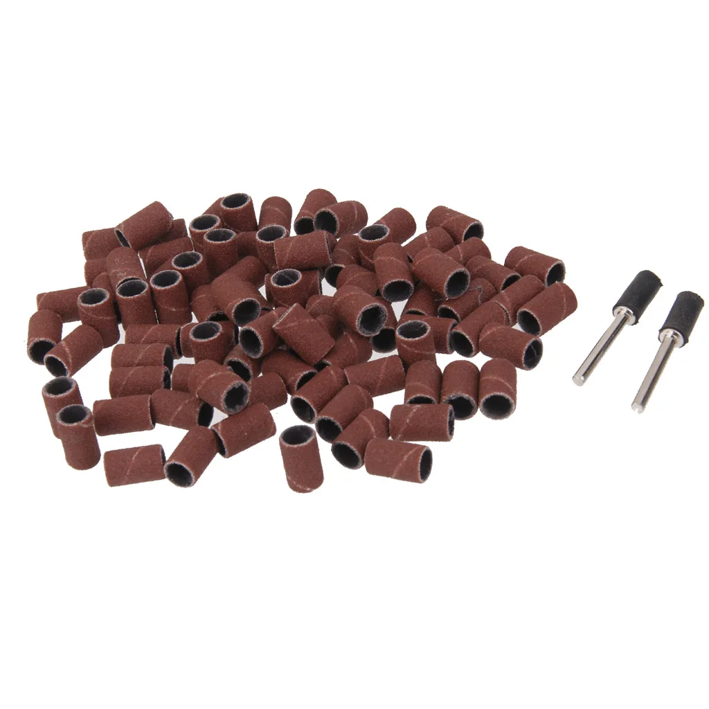

100pcs 1/4' Sanding Bands Kit with 2 Sanding Drum Mandrels for Rotary Tools Fix it on Electric Mill Metal Grinding Head