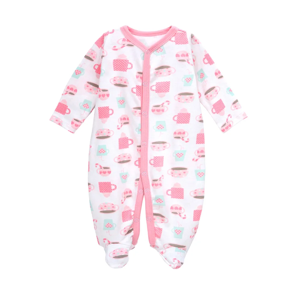 Детские комбинезоны; Одежда для новорожденных девочек и мальчиков; детские пижамы с длинными рукавами из хлопка; комплекты для малышей с рисунком