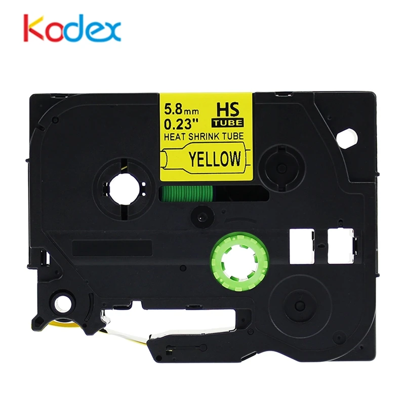 

Kodex HSe Label Tape 6mm HSe 611 compatible Brother HSE-611 HS-611 Heat Shrink Tube Black on Yellow Printer Ribbons