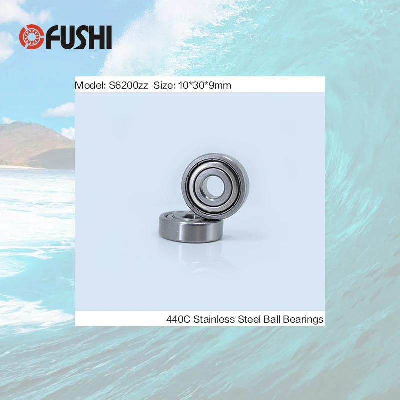S6200ZZ подшипник 10*30*9 мм (10 шт.) ABEC 1 S6200 Z ZZ S 6200 440C шарикоподшипники из нержавеющей