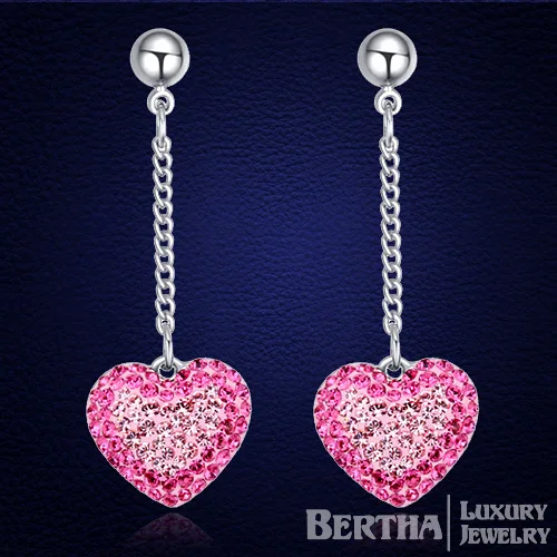 

Luxury Brand Statement Heart Earrings Full Of Austrian Crystal From Swarovski Brinco Long Dangle Earrings Fashion Gift