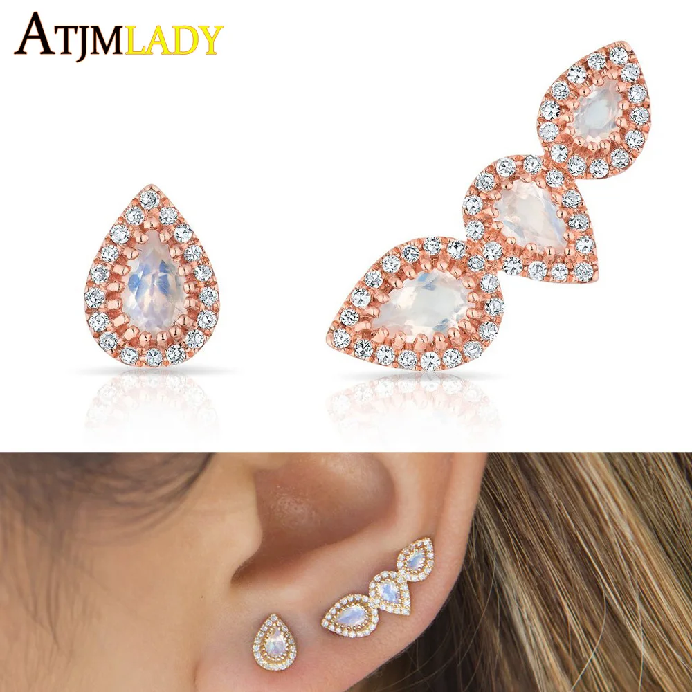 Распродажа Новые круглый Мода Игристые крошечные Cz Halo с капелькой слезинкой, свадебные серьги-гвоздики в виде камней Свадебная обувь с украшением в виде кристаллов для Для женщин