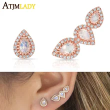 Распродажа Новые круглый Мода Игристые крошечные Cz Halo с капелькой слезинкой, свадебные серьги-гвоздики в виде камней Свадебная обувь с украшением в виде кристаллов для Для женщин