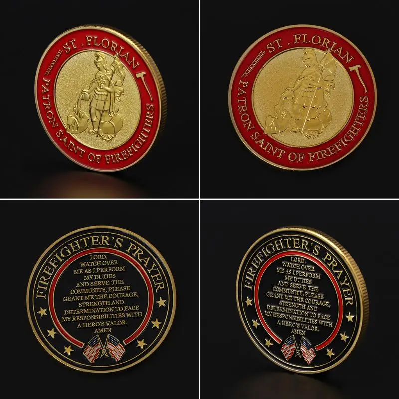 Позолоченный св. Флориан патрон Святого пожарного памятная монета сувенир вызов коллекционные монеты коллекция искусство