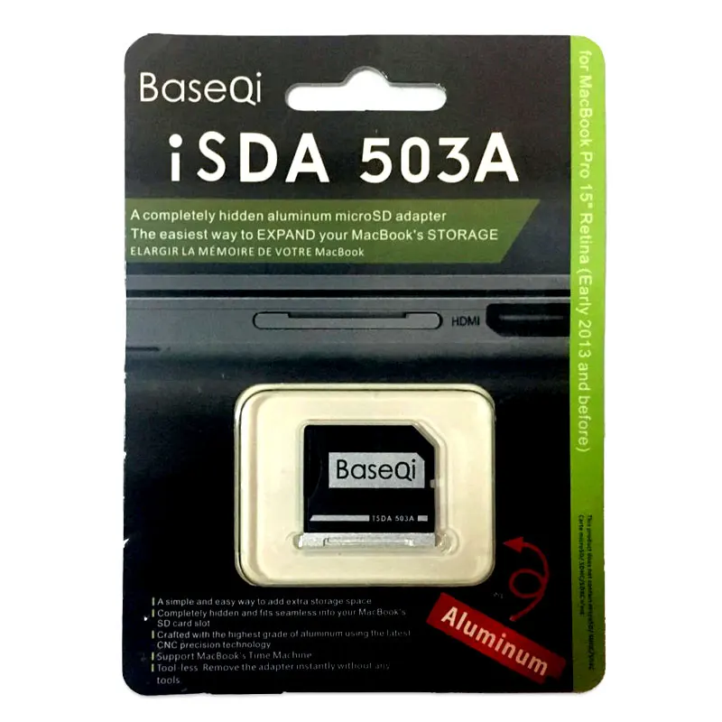 Минидрайв Алюминиевый адаптер карты памяти ноутбук TF MicroSD металлический датчик для считывания для Macbook Pro retina 15 ''(Mid 2012/Early 2013