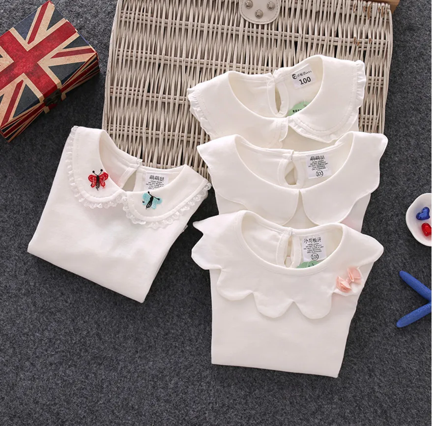 

Hot children t shirts baby girls clothes kids t shirt summer spring long sleeve cotton bottoming shirt fashion lace baby shirts