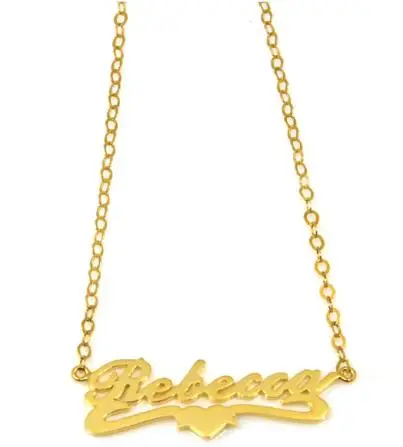 heart nameplate necklace gold