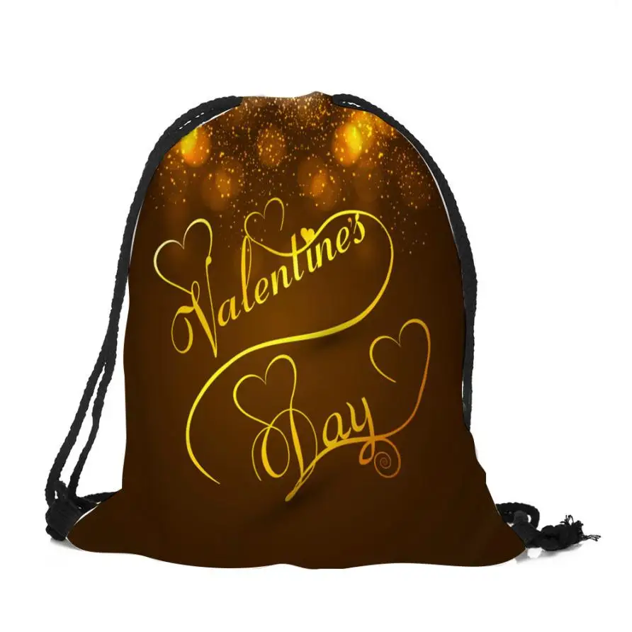 

2018 Fashion Valentine's Day Celebrate Unisex Printing Drawstring Bag Sack Sport Gym Travel Cotton Fabric Backpack Bags 10Aug 10