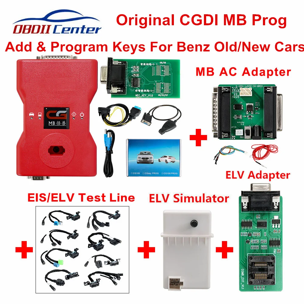Полный CGDI Prog MB для Benz Авто ключ программист AC ELV адаптер симулятор CGDI Pro OBDII ключ транспондер добавить новые ключи 360 жетонов