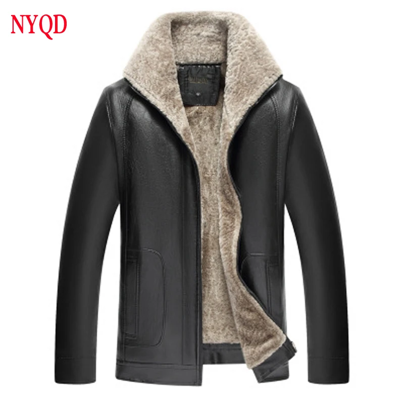 

2018 Motorcycle windshield thermal leather clothing middle-aged men's leather clothing PU leather jacket men's leather clothing
