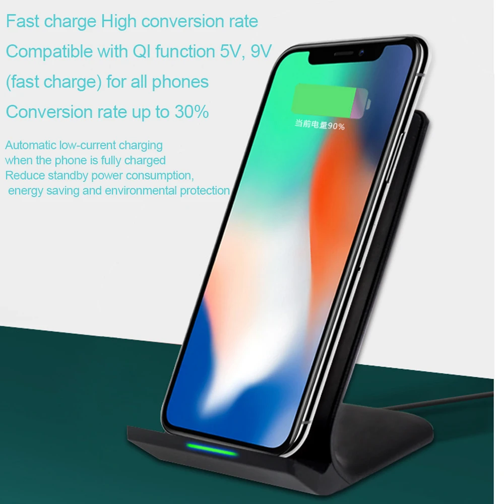 10 Вт Qi Беспроводной Зарядное устройство для iPhone X 8/8 Plus быстрая Док станция
