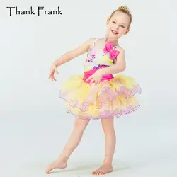 Спасибо Frank разноцветные блестки лифчик балетная пачка, платье для девочек, для взрослых, с симпатичным бантом, танцевальный костюм C372