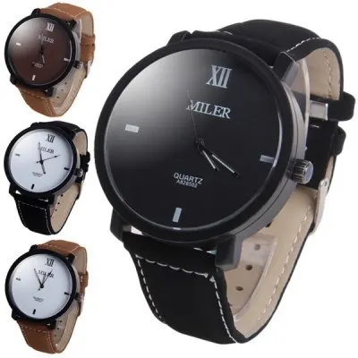 

MILER Luxury Brand Watch Leather Band Quartz Watch Casual Sport Watches Men Fashion Military Wrist watch Hour relogio masculino