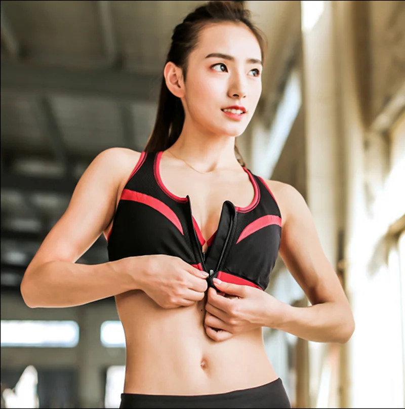 

Women Zipper Front Yoga Bra for Running Gym Fitness Comfortable Shakeproof Sports Bras Crop Tops Push Up Shirts for Woman