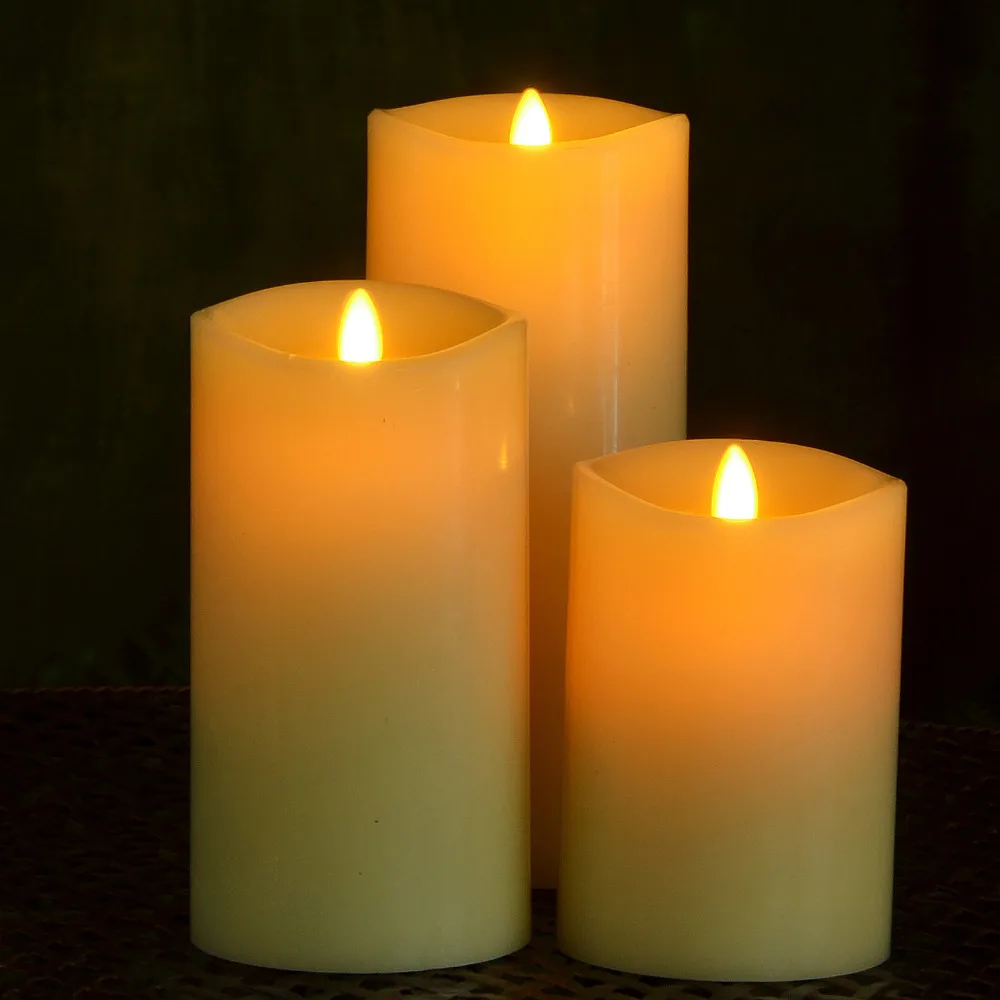 3 Size Pillar Scented Flicker Dancing Flameless LED Candles Paraffin