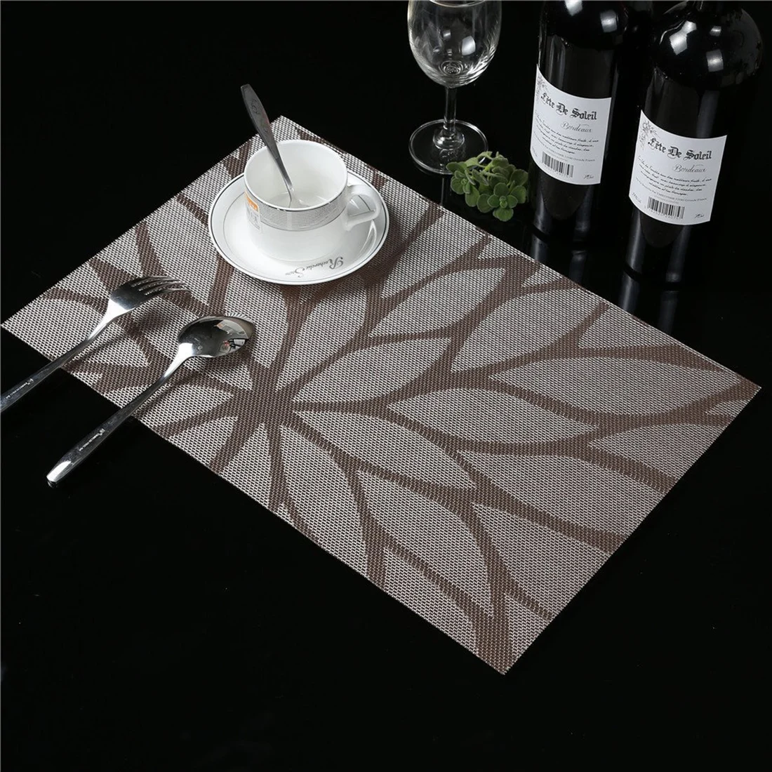Europe Style Heat Resistant PVC Kitchen Dinning Stripe Table Placemats for Table Mat Tableware Bowl Dish Cup Mats Coaster Pad