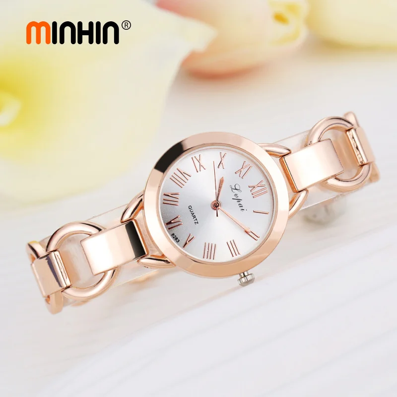 

MINHIN Steel Band Women Delicate Watches Gold Silver Wrist Bracelets Dress Wedding Quartz Wristwatches Gift