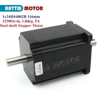 

Nema34 Dual shaft stepper motor 116mm 85N.m(1230 Oz-in) 5.0A 4wire CNC stepping motor