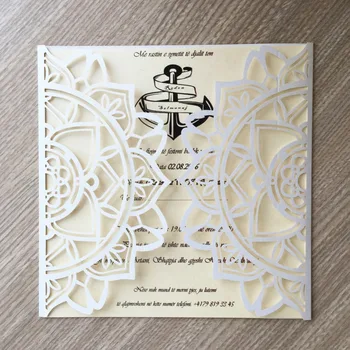 

20pcs Pearl paper greeting cards laser cut Wedding invitations card postcards hollow handmade gifts mariage card