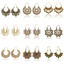 Tocona Винтаж Hollw Золото Серебро мандала цветок висячие серьги для женщин Племенной Boho Геометрическая подвеска Серьги Pendientes